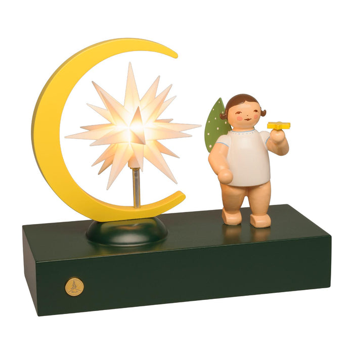 Wendt & Kühn Engel mit Mondsichel und Stern, elektrisch beleuchtet