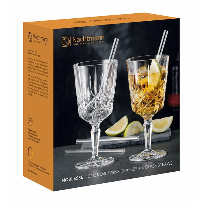 Nachtmann Noblesse Cocktailglas/Weinglas, 2 er Set + 4 Glastrinkhalme