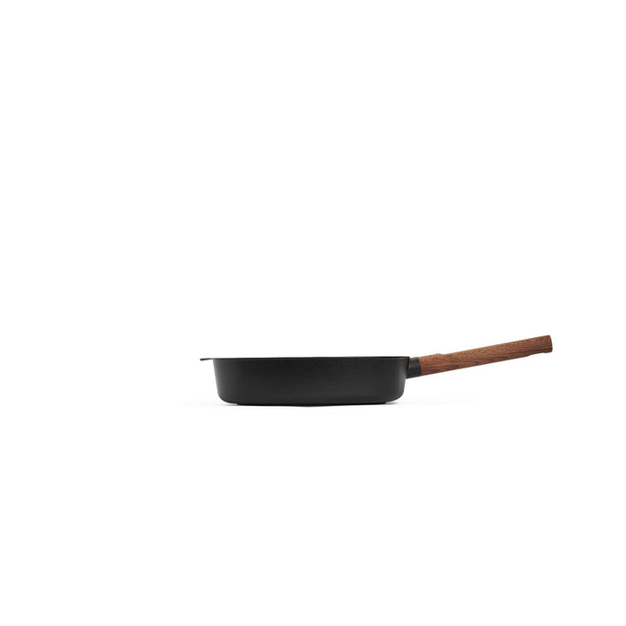 Woll, Eco Logic Induktion, Guss-Viereckpfanne, fester Holzstiel 28x 28 cm, 6,5 cm hoch, 3,5 Liter