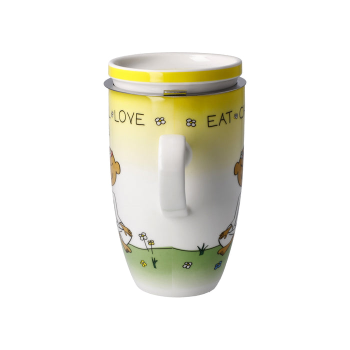 Goebel Der kleine Yogi Eat Chill Love Teetasse mit Deckel und Sieb