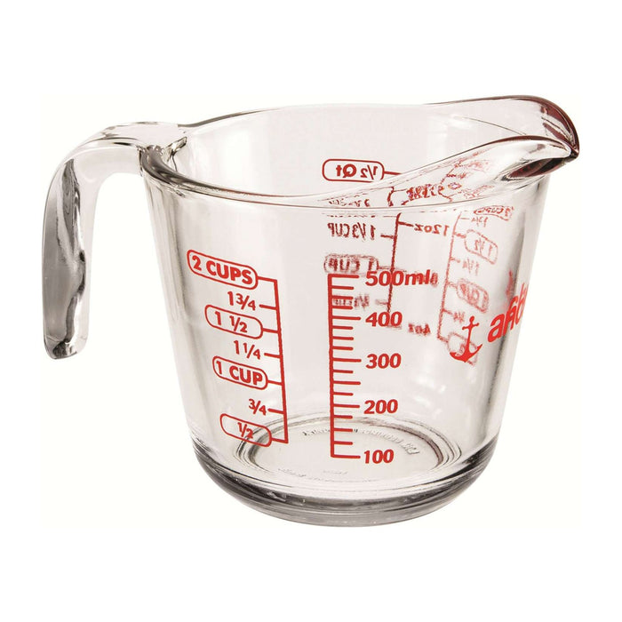 Anchor Hocking Messbecher Glas 0,5 L mit offenem Griff, rote Skala