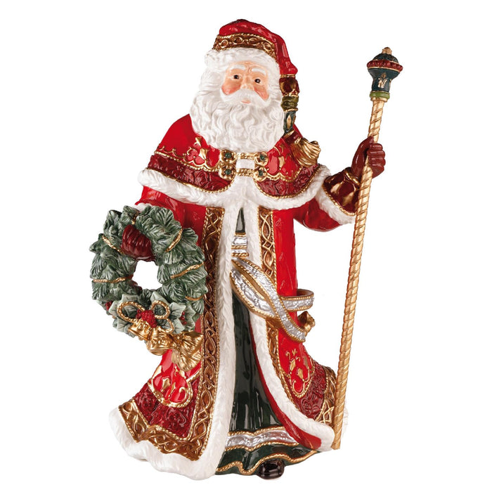 Goebel Fitz & Floyd Christmas Collection Santa mit Kranz - Figur