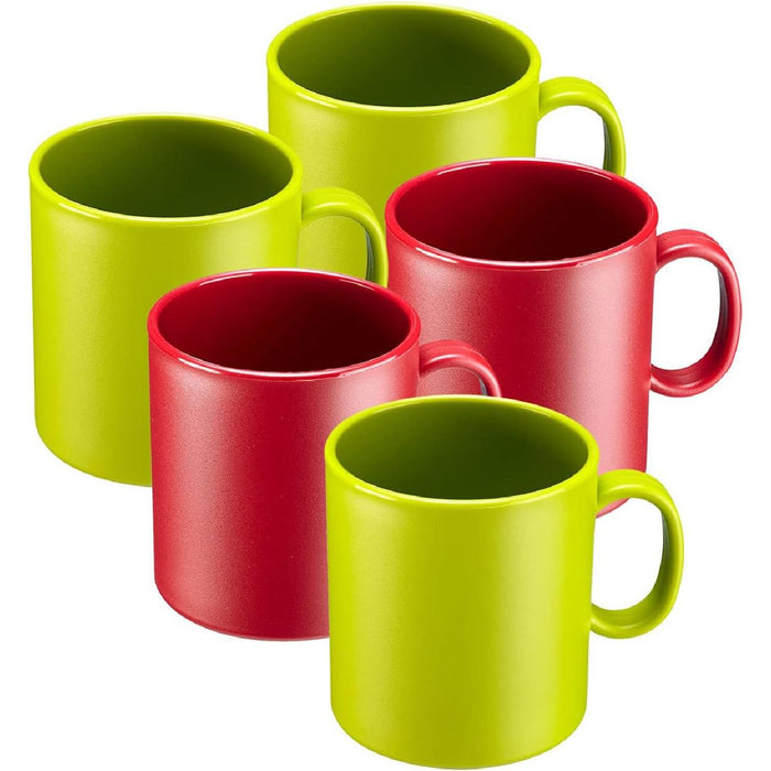 Westmark 5 Trinkbecher mit Henkel, 0,3 Liter Füllvolumen, hochwertiger Kunststoff, Grün/Rot, Farbig sortiert, 210422E2