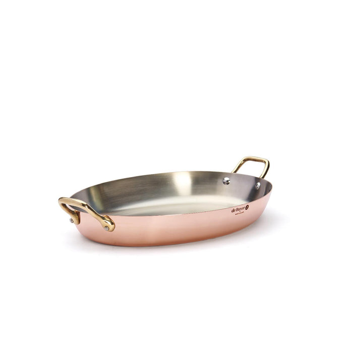 De Buyer OVALE PFANNE, 2 MESSINGGRIFFE 36X26 CM INOCUIVRE