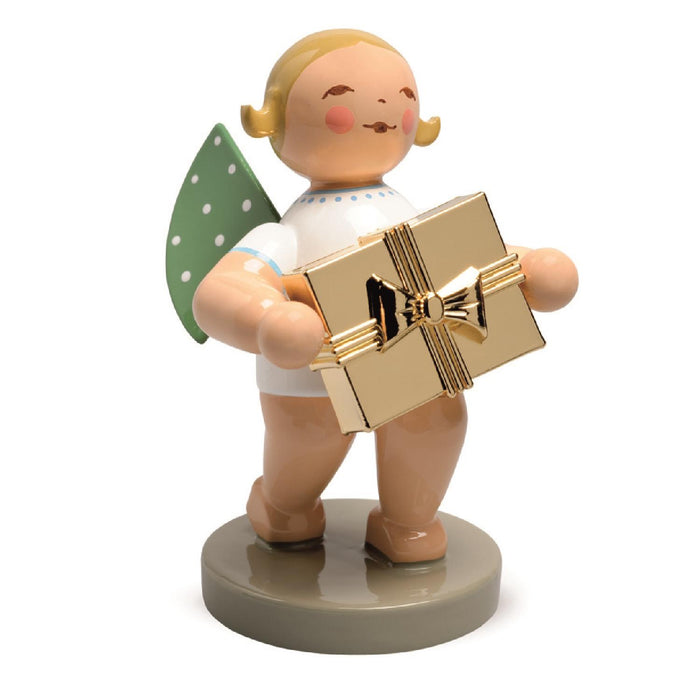 Wendt & Kühn No. 7, Gratulant, Engel mit Geschenk · vergoldet