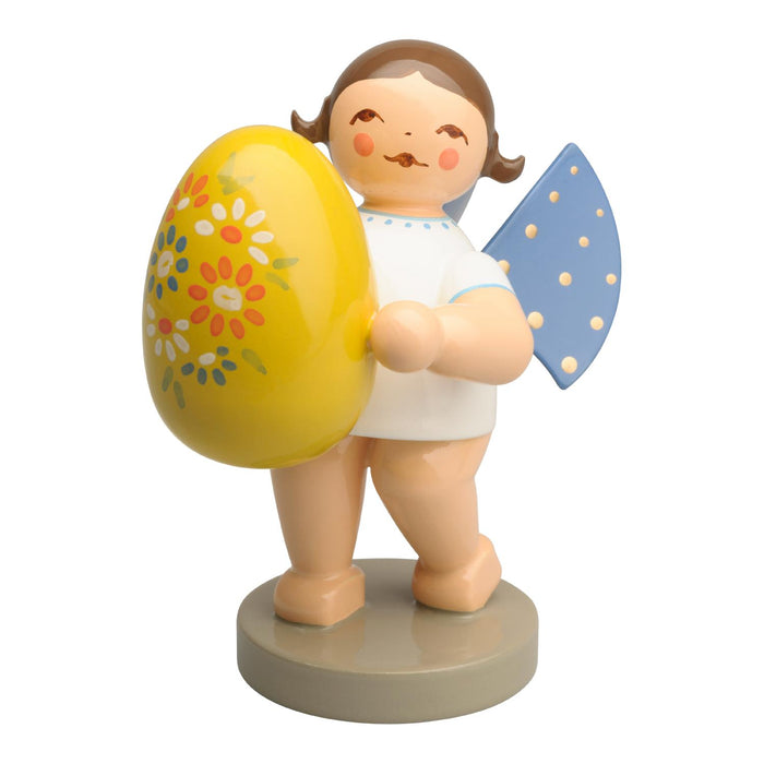 Wendt & Kühn Engel mit gelbem Osterei, stehend, mit floraler Bemalung