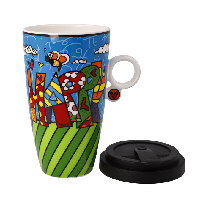 Goebel Romero BRITTO  Happy Künstlertasse mit Deckel