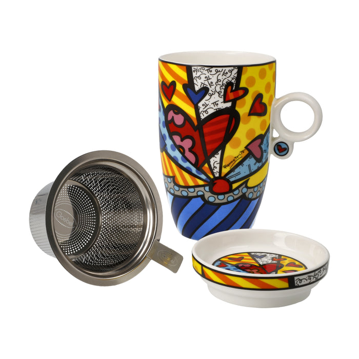 Goebel Romero Britto A New Day Teetasse mit Deckel und Sieb