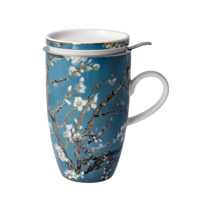 Goebel Vincent van Gogh  Mandelbaum Blau Teetasse mit Deckel und Sieb