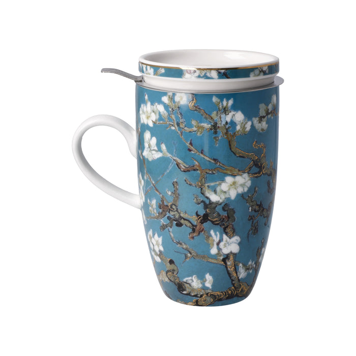 Goebel Vincent van Gogh  Mandelbaum Blau Teetasse mit Deckel und Sieb