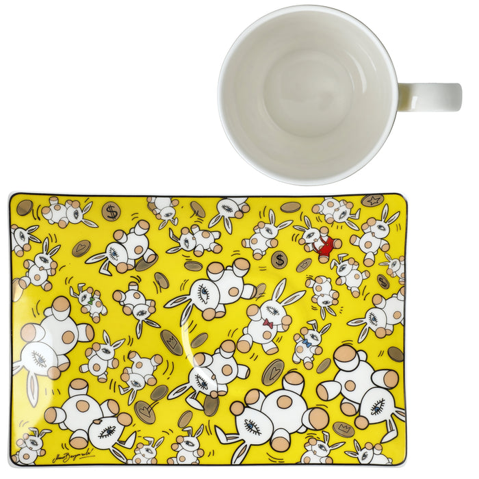 Goebel Mauro Bergonzoli Magic Bunny Gold Künstlertasse mit Untertasse