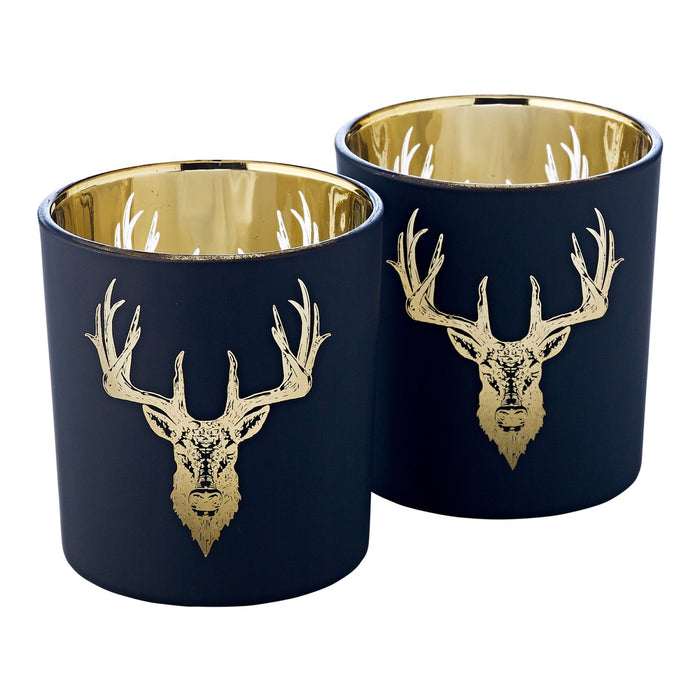 EDZARD Teelicht 2er Set Hirsch Lio H 8 cm