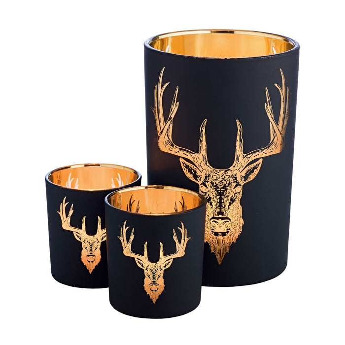 EDZARD Glas Windlicht Hirsch Lio H 18cm