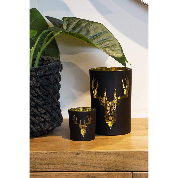 EDZARD Glas Windlicht Hirsch Lio H 18cm