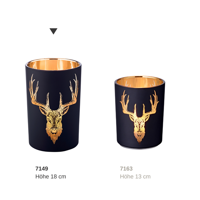 EDZARD Glas Windlicht Hirsch Lio H 18cm
