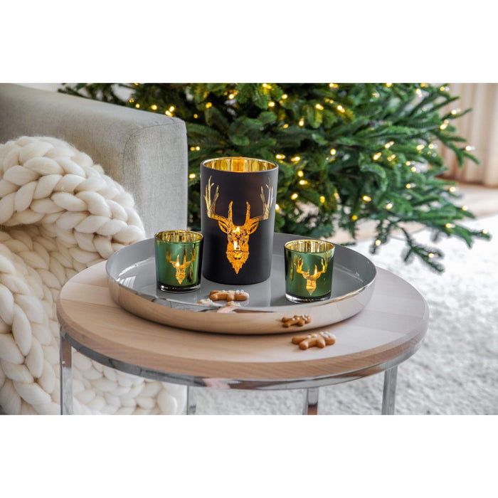 EDZARD Glas Windlicht Hirsch Lio H 18cm