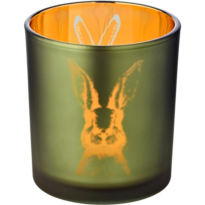 EDZARD Teelicht 2er Set Hase grün Ø 7 cm, H 8 cm