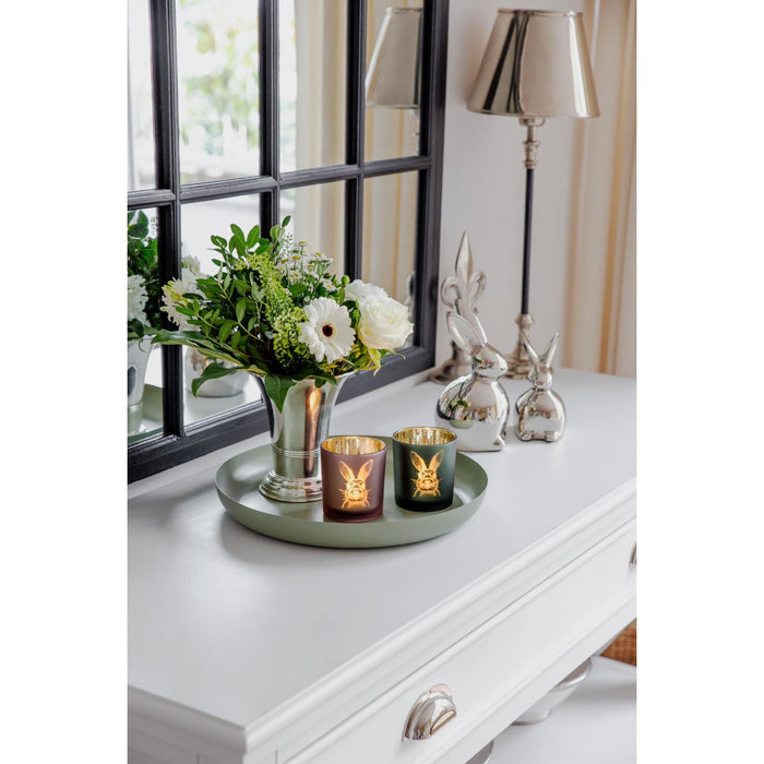 EDZARD Teelicht 2er Set Hase grün Ø 7 cm, H 8 cm