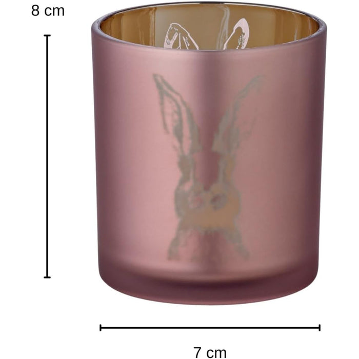 EDZARD Teelicht 2er Set Hase grün / rosa Ø 7 cm, H 8 cm