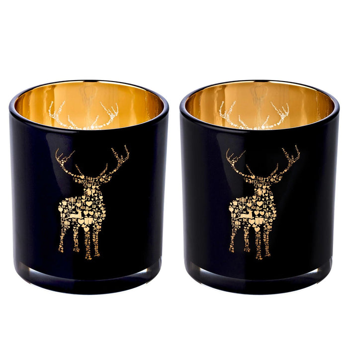 EDZARD Teelicht 2er Set Fancy schwarz H 8 cm