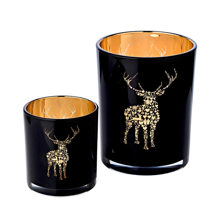 EDZARD Teelicht 2er Set Fancy schwarz H 8 cm