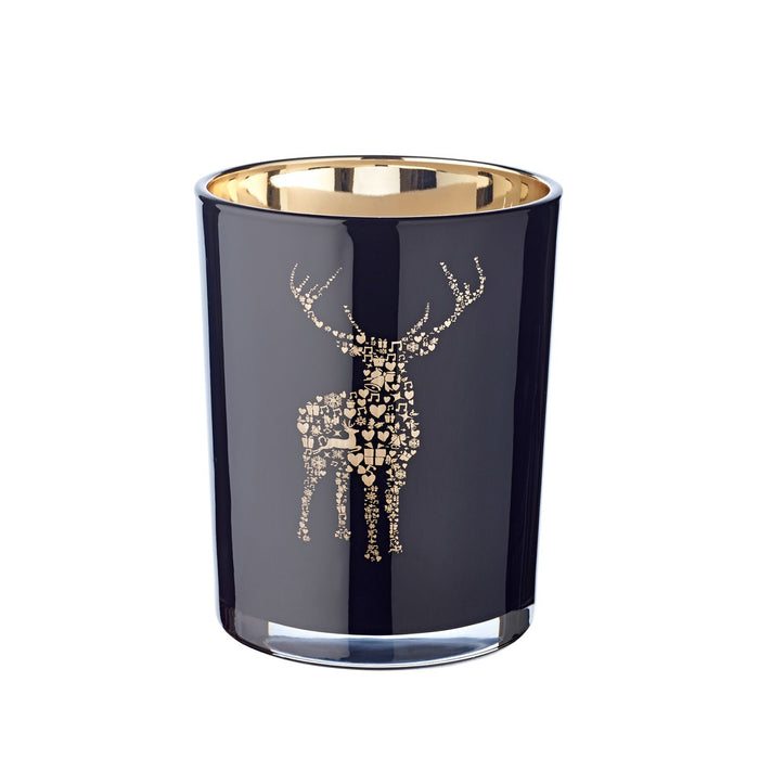 EDZARD Glas Windlicht Fancy schwarz H 13 cm