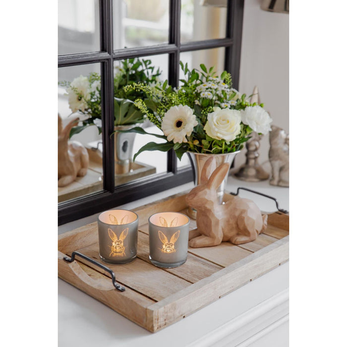 EDZARD Teelicht 2er Set Hase H 8 cm