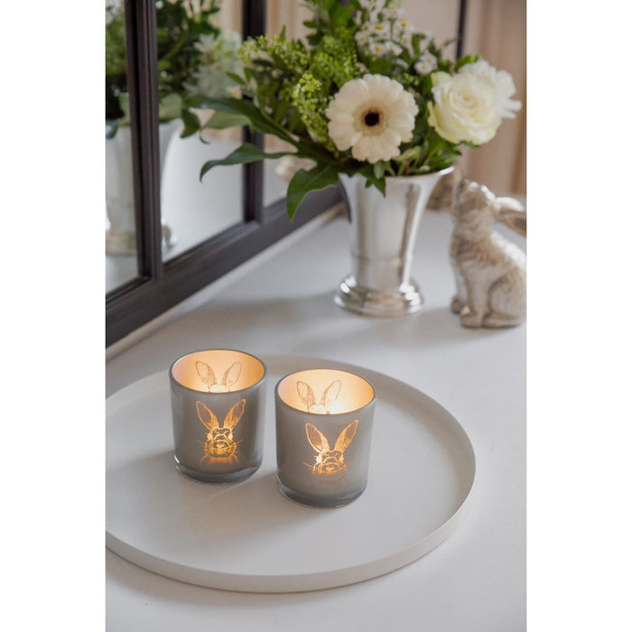 EDZARD Teelicht 2er Set Hase H 8 cm