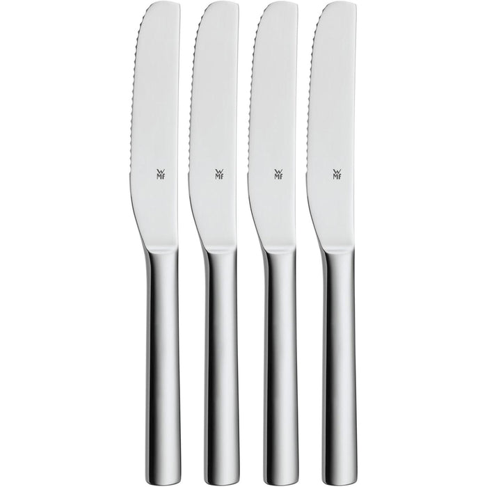 WMF Nuova Brunchmesser Set 4-tlg, Frühstücksmesser 19,5 cm, Brötchenmesser Wellenschliff, Brotzeitmesser, Cromargan Edelstahl poliert
