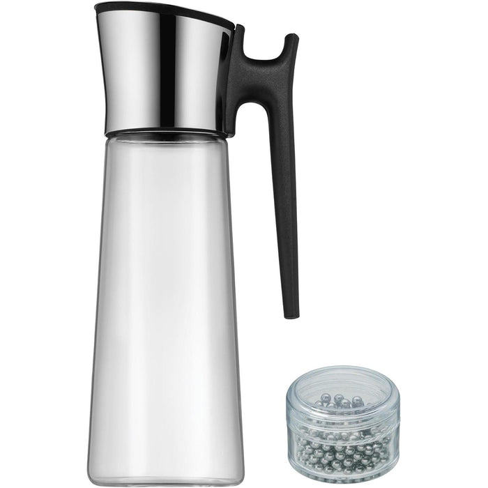 WMF Basic Wasserkaraffe 1,5 liter, Glaskaraffe mit Deckel und Griff 1,5l, Reinigungsperlen, Silikondeckel, CloseUp-Verschluss