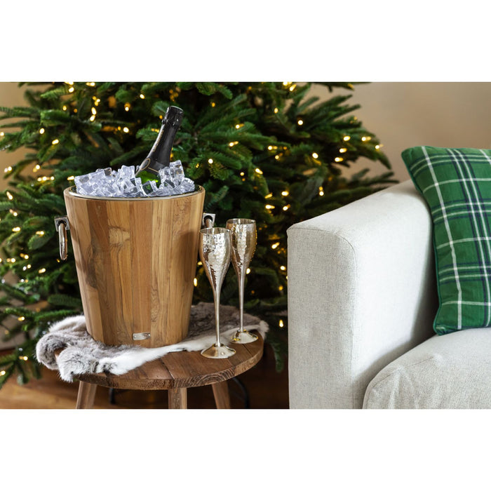 EDZARD Weinkühler St. Tropez Teak Holz H 32 cm