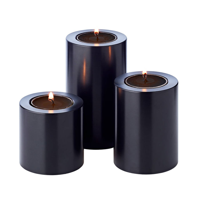 EDZARD Teelichthalter Cornelius schw. Ø 6cm S/3 H6/8/11cm