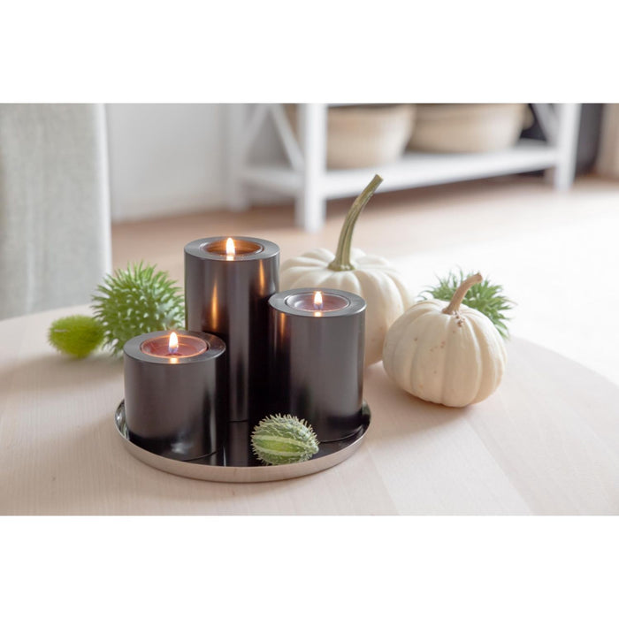 EDZARD Teelichthalter Cornelius schw. Ø 6cm S/3 H6/8/11cm