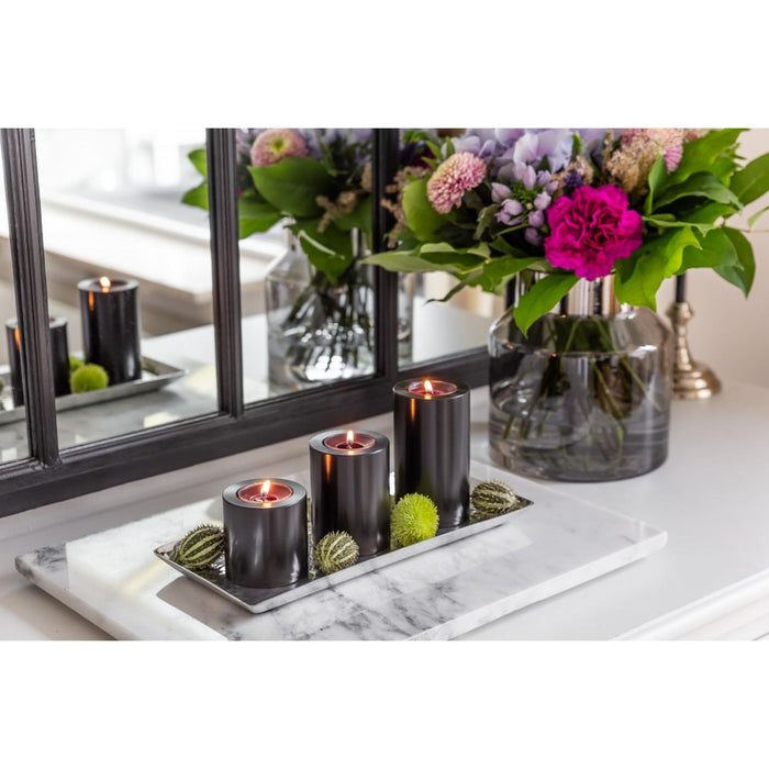 EDZARD Teelichthalter Cornelius schw. Ø 6cm S/3 H6/8/11cm