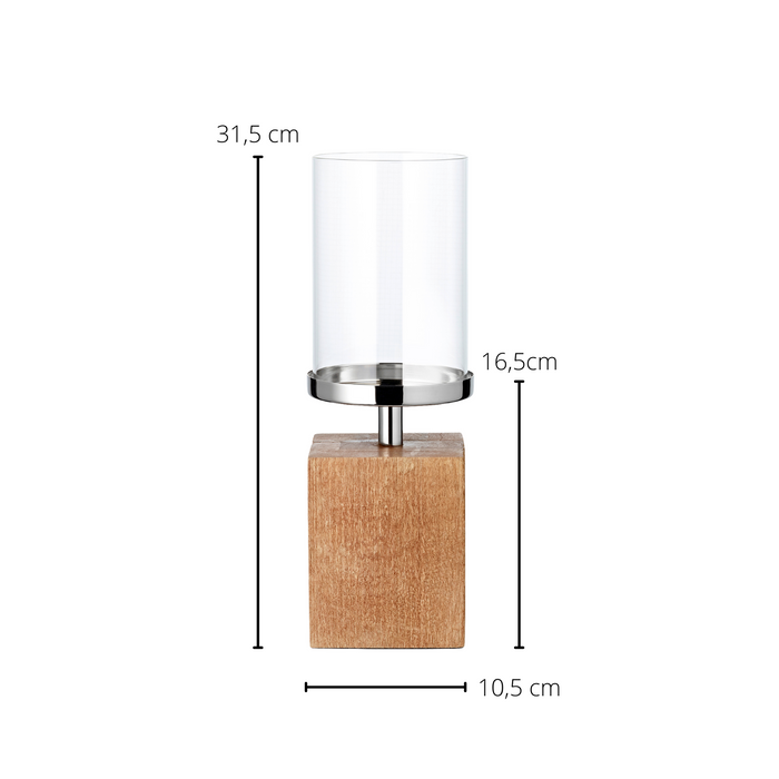 EDZARD Kerzenhalter Meo mit Glas H 31,5 cm