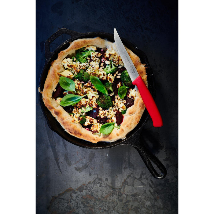 Dick Pizza- /Steakmesser 12cm Wellenschliff rot