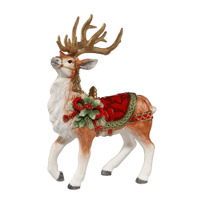 Goebel Fitz & Floyd Christmas Collection Rentier mit Schleife am Sattel - Figur