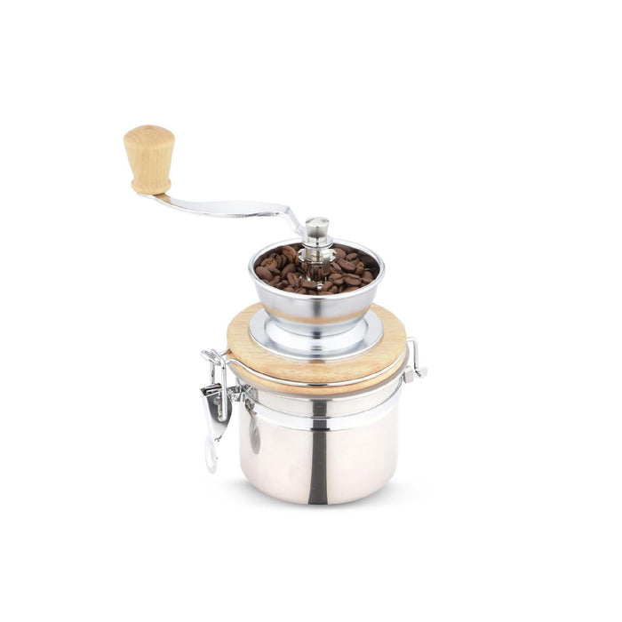 Kaffeemühle Edelstahl / Holz mit Keramikmahlwerk