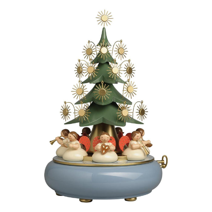 Wendt & Kühn Spieldose mit unter dem Baum sitzenden Engeln, We Wish You a Merry Christmas