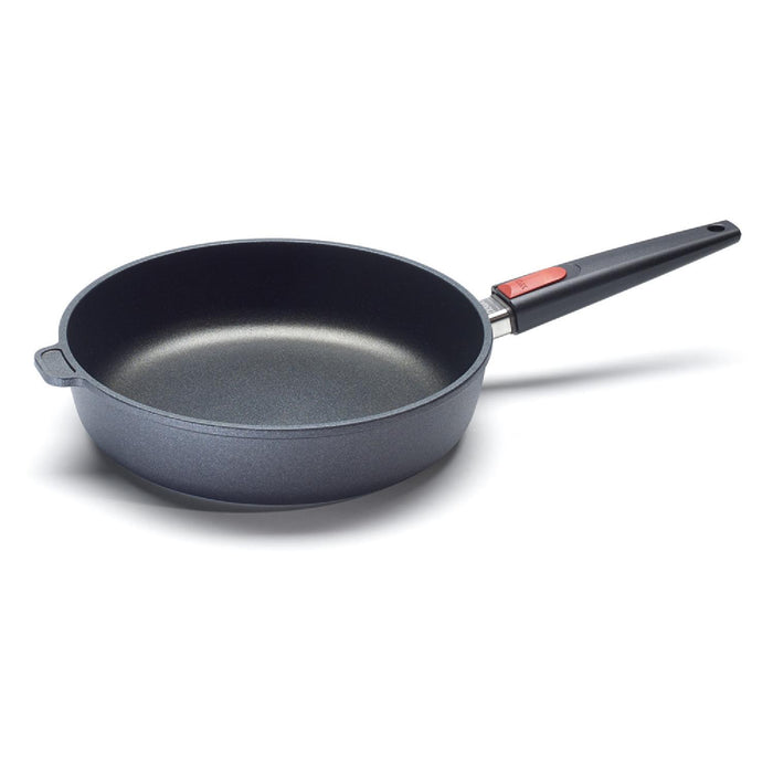 Woll Pfannenset Titanium Nowo Guss-Schmorpfannen Ø 28 cm, Höhe 7 cm mit abnehmbaren Griff inklusive Sicherheitsglasdeckel + 1 x Gemüsemesser