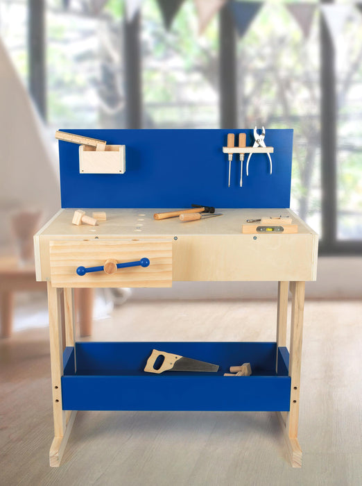 small foot Kinderwerkbank Blau mit Zubehör