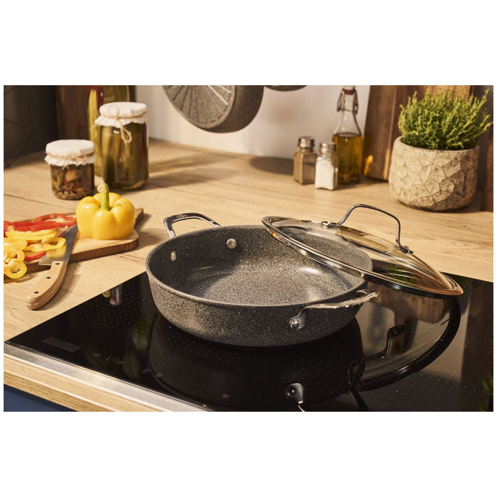 BALLARINI Servierpfanne mit Deckel, 28 cm | Aluminium | ceraforce titanium