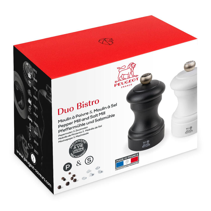 Peugeot BISTRO Duo PM & SM matt schwarz und weiß 10 cm