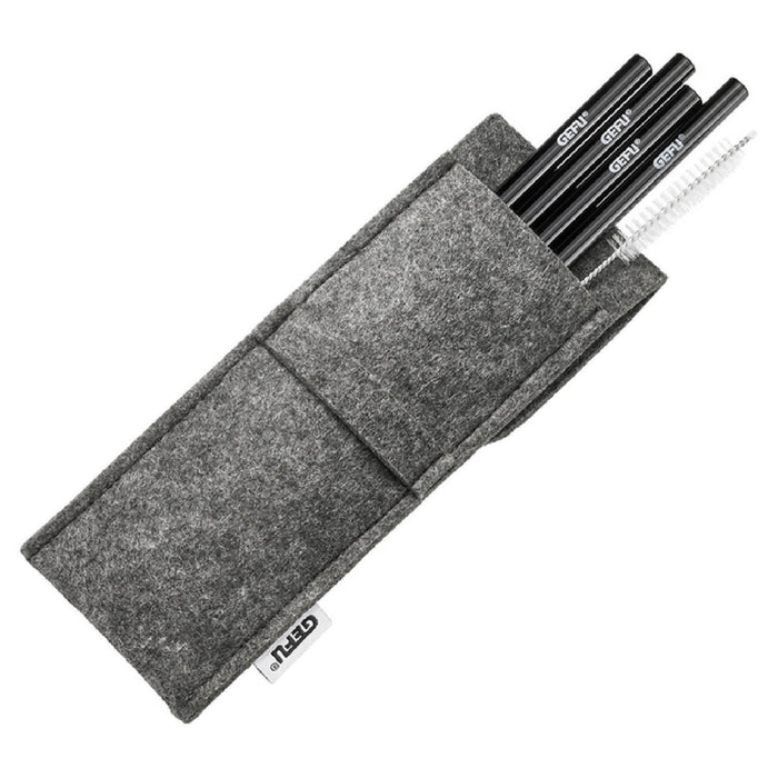GEFU Glastrinkhalm Future schwarz in Filztasche