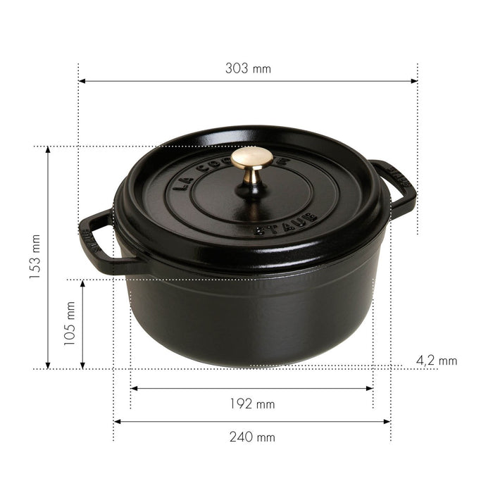 STAUB Cocotte, 28 cm | Schwarz | rund | Gusseisen