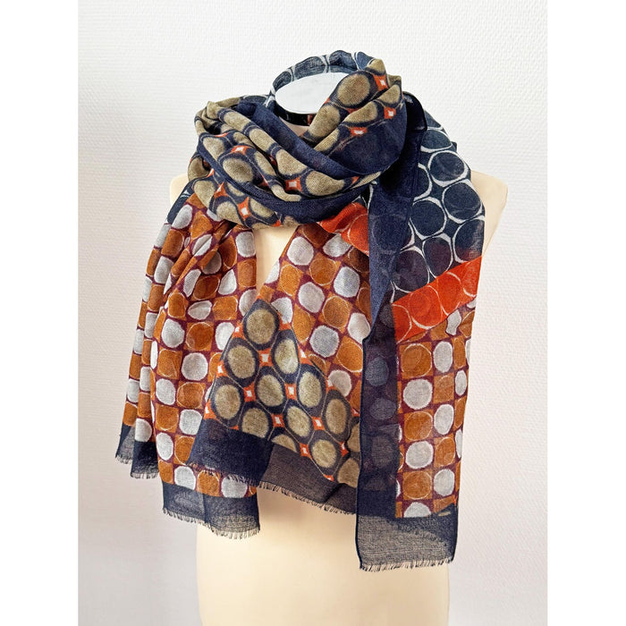 Eagle Products Schal ELENA, 55x190 cm, blau / orange / bordo
