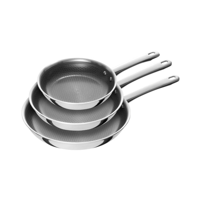 HENCKELS Bratpfanne, 3-tlg Set | rund | Edelstahl | Keramikbeschichtung