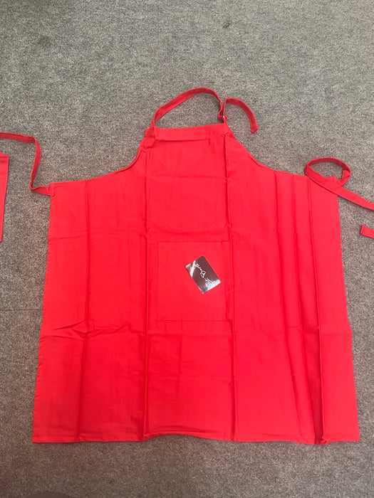 St. Barth Kochschürze Rot Küchenschürze mit Tasche Schürze 85cm 100% Baumwolle