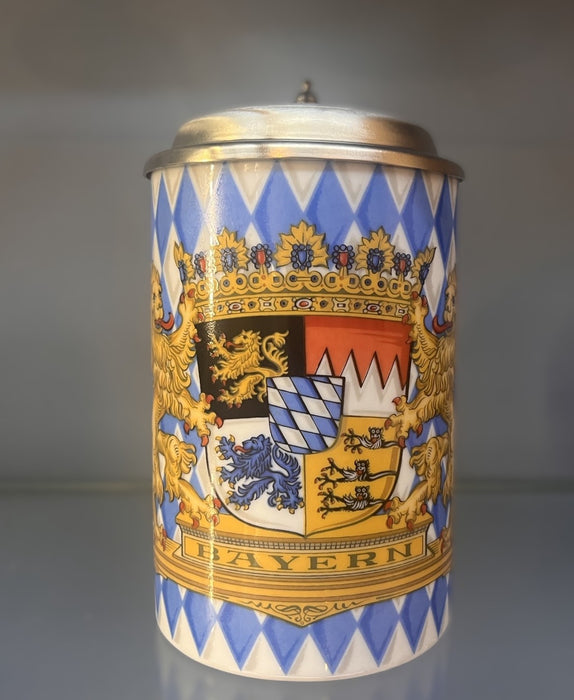 Zimmermann Bierseidel Bier-Krug Galeriekrug mit Zinndeckel 0,5l