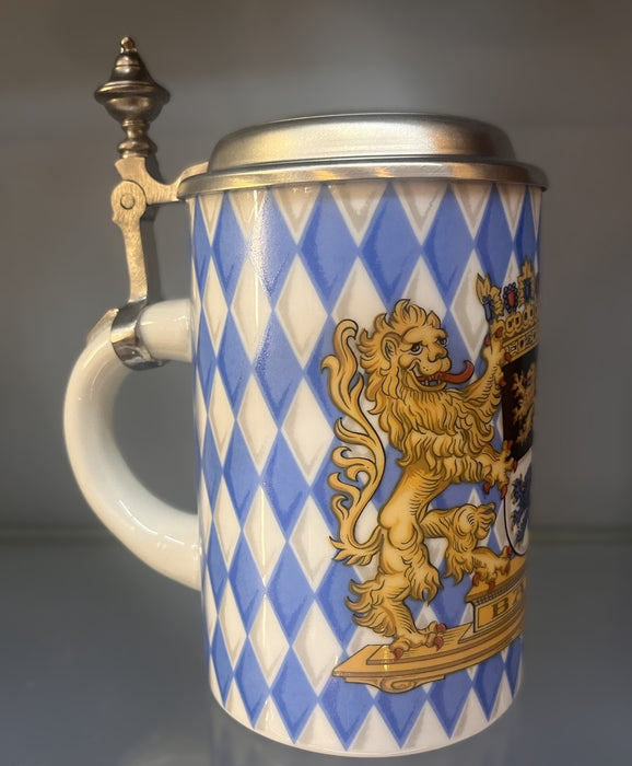Zimmermann Bierseidel Bier-Krug Galeriekrug mit Zinndeckel 0,5l